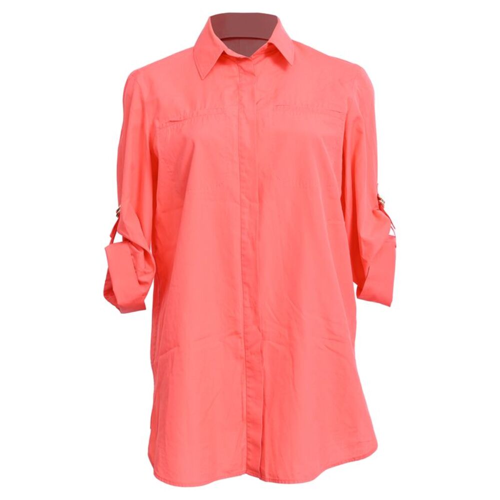 Loro Piana Hidden-Buttoned Shirt in Coral Cotton